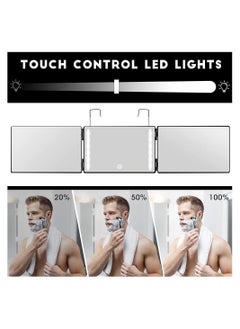 Y&D 3 Way Barber Mirror,LED Light, 360 Degree Mirror for Men,USB with Height Adjustable Telescoping Hook,Suitable Hair Cutting, Hairstyling, Shaving, Grooming, Coloring and Makeup  - Image 4