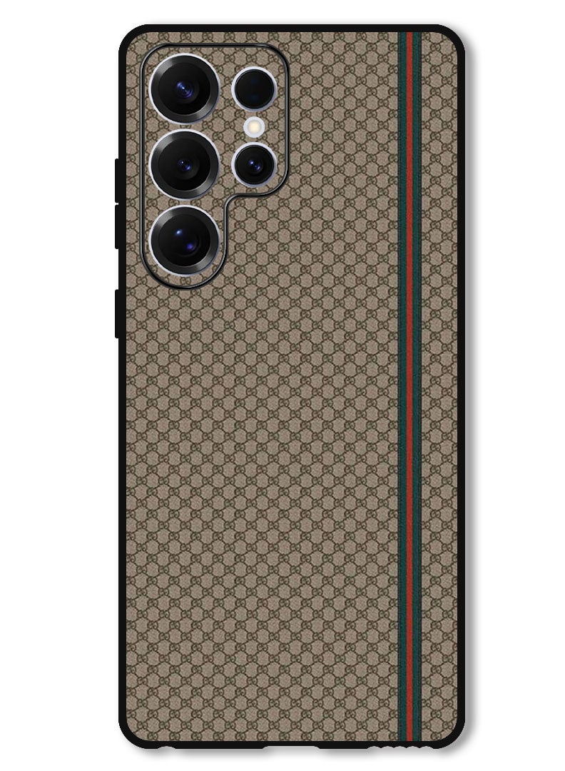 Theodor Protective Case Anti Scratch Shock Proof Bumper Cover For Samsung Galaxy S25 Ultra Red Green Strip On Brown Pattern - Image 1