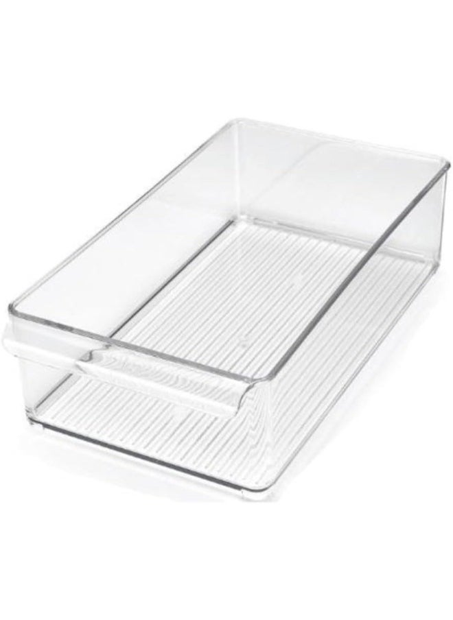Generic Donia Acrylic Refrigerator Organizer Containers for Food, Eggs, Fruits with Double Handle (20 x 32.5 x 10 cm)-Clear  - Image 1