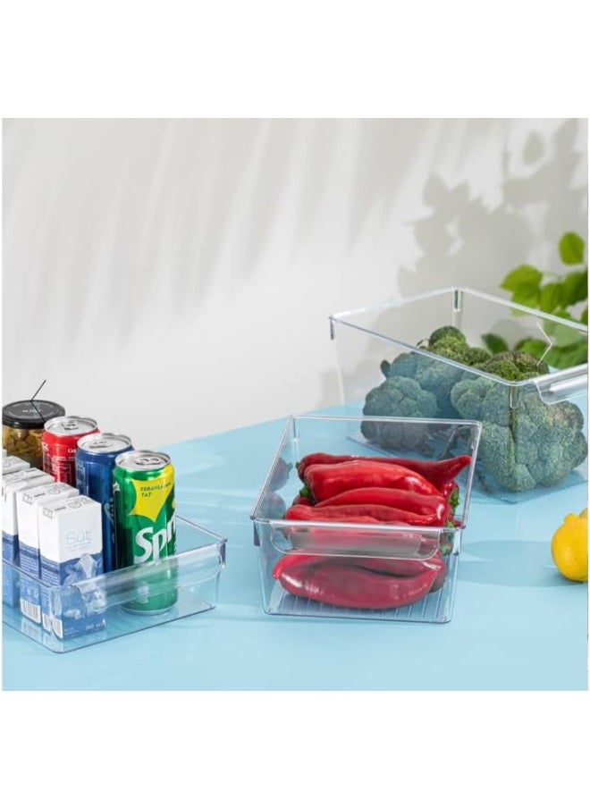 Generic Donia Acrylic Refrigerator Organizer Containers for Food, Eggs, Fruits with Double Handle (20 x 32.5 x 10 cm)-Clear  - Image 3