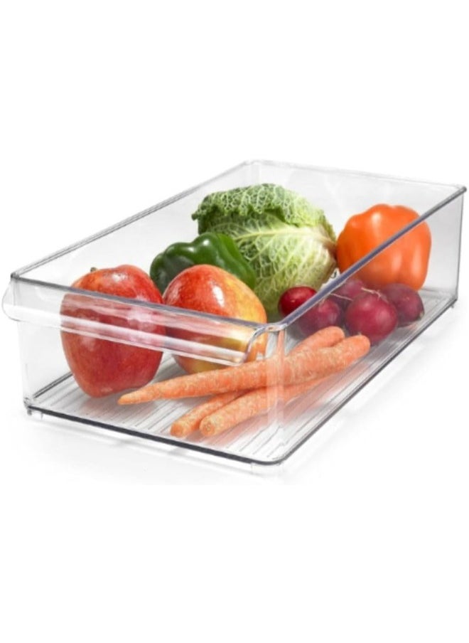 Generic Donia Acrylic Refrigerator Organizer Containers for Food, Eggs, Fruits with Double Handle (20 x 32.5 x 10 cm)-Clear  - Image 4