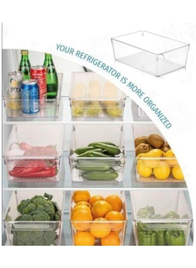 Generic Donia Acrylic Refrigerator Organizer Containers for Food, Eggs, Fruits with Double Handle (20 x 32.5 x 10 cm)-Clear  - Image 5