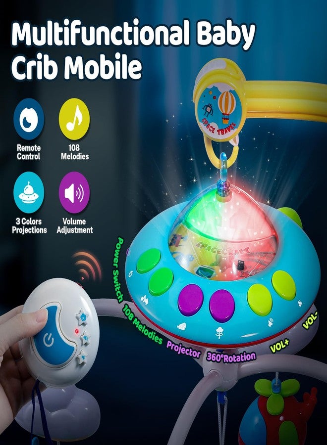 BOBXIN Baby Mobile for Crib, Crib Mobile with Projector and 108 Melodies Music, Crib Toys with Remote Control and Hanging Rattles Rotating,Toy for Newborn and Baby Boy Girl Sleep - Image 2