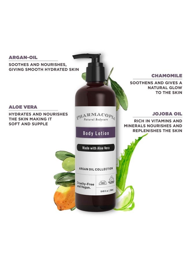 KIMIRICA - Pharmacopia Argan Oil & Aloe Vera Organic Premium Moisturizing Body Lotion 250Ml, 100% Vegan And Paraben & Sls Free Free Daily Moisturizer For Dry Skin - Image 1