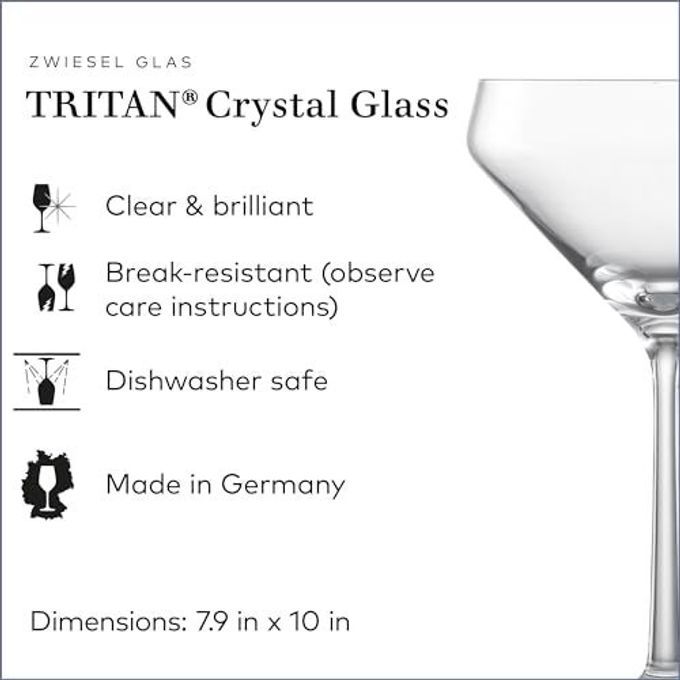 Zwiesel Glas Pure Martini Glass (Set of 6), Cocktail Glasses for Martini, Dishwasher-Safe Machine-Made Tritan Crystal Glasses, Made in Germany (12.3 Ounce) - Image 2