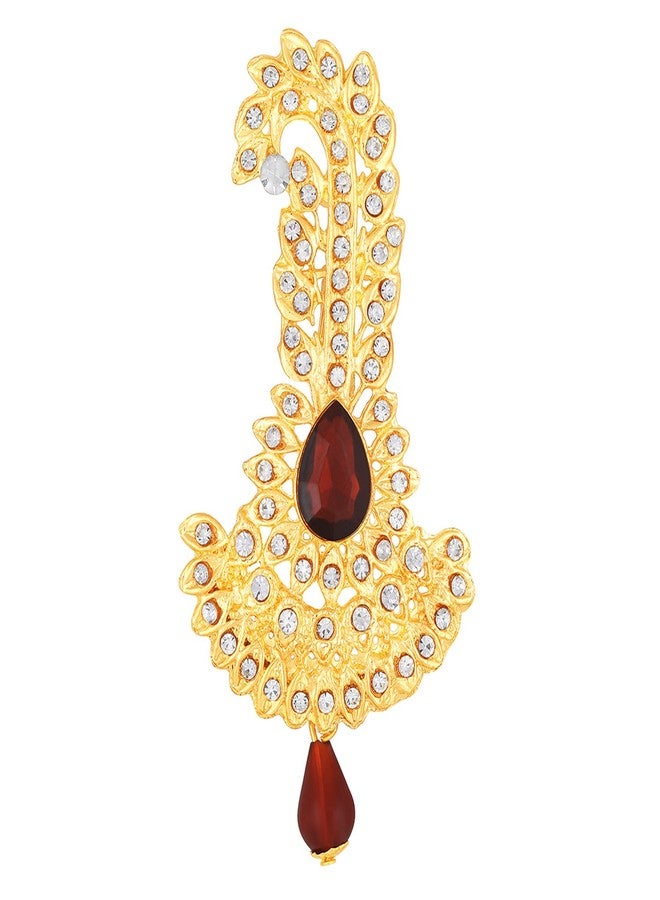 Mahi Red and White Crystals Kalangi Brooch for Groom/Men (KL1001004G) - Image 1