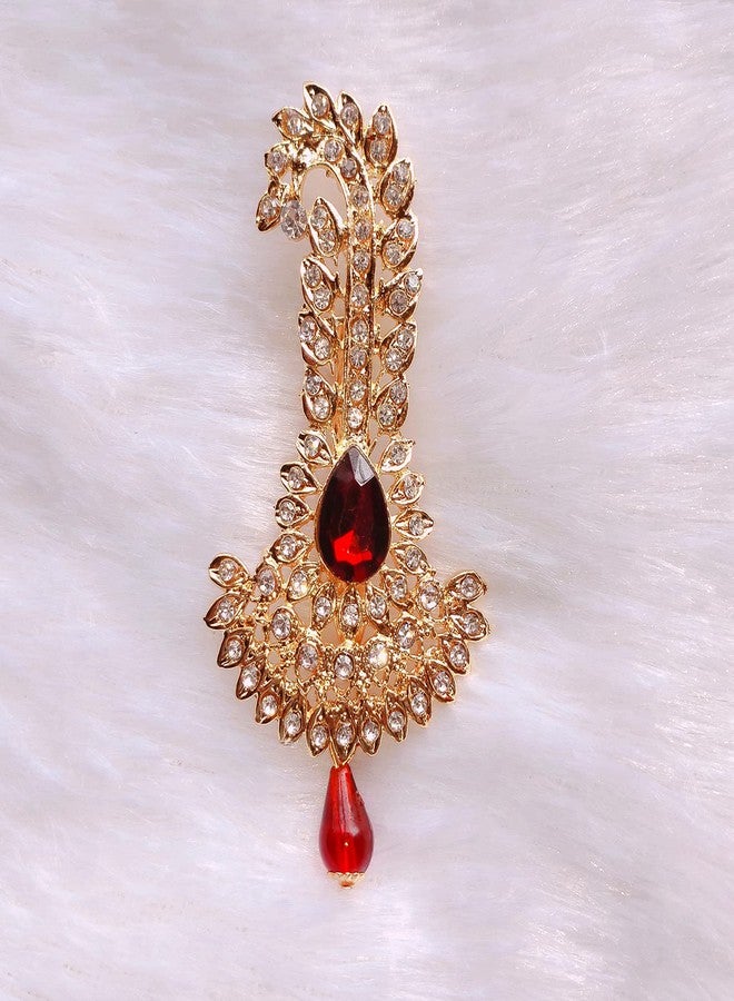 Mahi Red and White Crystals Kalangi Brooch for Groom/Men (KL1001004G) - Image 3