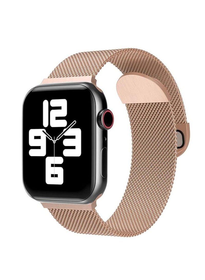 Compatible with Apple Watch Band Series 4/5/6  44mm Stainless Steel Magnetic Clasp  Rose Gold 