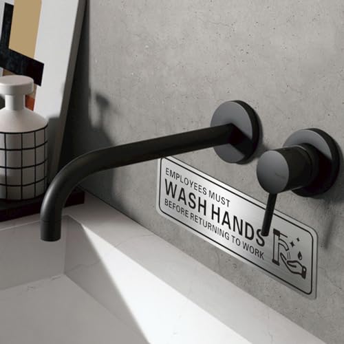 LEMBANG Metal Stainless Steel Employees Must Wash Hands Before Returning to Work Sign, With Self Adhesive,9in x 3in (1pcs) - Image 4