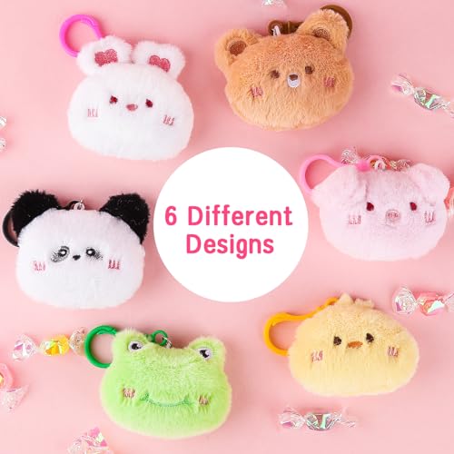 Niceup 28Pack Mini Stuffed Plush Animals Keychains Party Favors Easter Egg Fillers Mini Claw Machine Toys Cute Bunny Chick Frog Bear Pig Panda Plush Bulk for Kids Class Birthday Goodie Bags Gift - Image 5