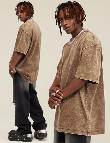 Arssm 3 Pack Men Oversized T Shirts Vintage Tee Loose Fit Short Sleeve Casual Streetwear Baggy Washed Unisex Tops(BlackGreyKhaki-L) - Image 3
