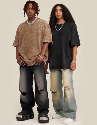 Arssm 3 Pack Men Oversized T Shirts Vintage Tee Loose Fit Short Sleeve Casual Streetwear Baggy Washed Unisex Tops(BlackGreyKhaki-L) - Image 2