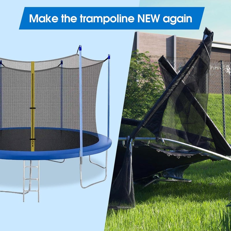 MSSVIGING Universal Trampoline Replacement Enclosure Poles Come with Clamps, Screws and Bolts, Plactic Caps, Fits 6 Straight Pole Trampoline Frame - Image 2