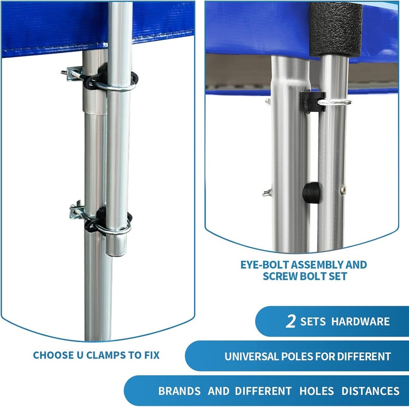 MSSVIGING Universal Trampoline Replacement Enclosure Poles Come with Clamps, Screws and Bolts, Plactic Caps, Fits 6 Straight Pole Trampoline Frame - Image 5