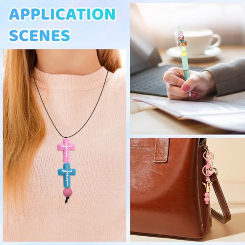 XHAOYEAHX 50PCS Jesus Focal Beads for pens, Not Duplicated Silicone Focal Beads for DIY Beadable Pen Keychain Bracelet Lanyard Making - Image 3