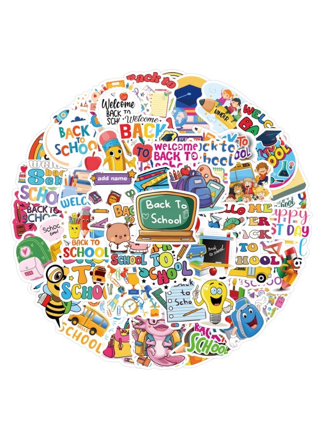 NIBEMINENT 60 Pcs Back To School Deco Kit Waterproof Stickers, High Definition Printing Bright Colors, Suitable for Laptop Skateboard Luggage Water Bottle Guitar DIY - Image 1