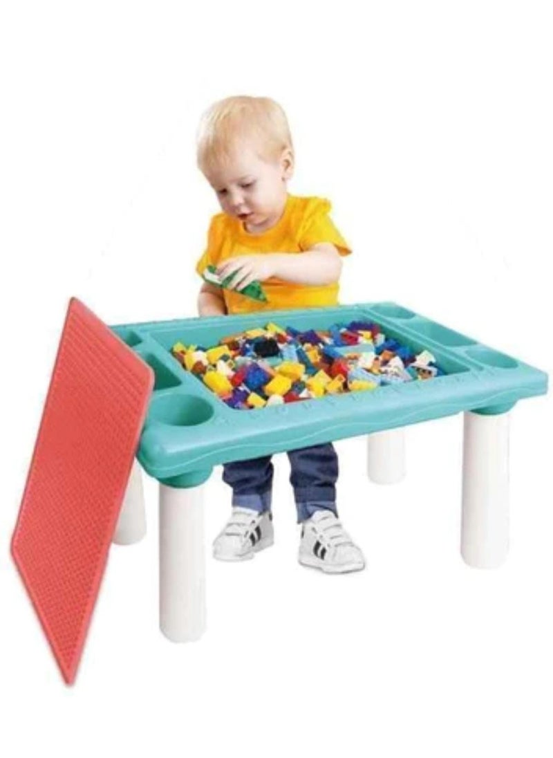 MARAH TOYS Building Blocks Activity Table, Toy Table, 300 LEGO Compatible Bricks, Study Table, Water Play Table, Sand Table, Multi-Purpose Table, Kids Furniture for Boys Girls, Sensory Play, Home Education, 300  - Image 4