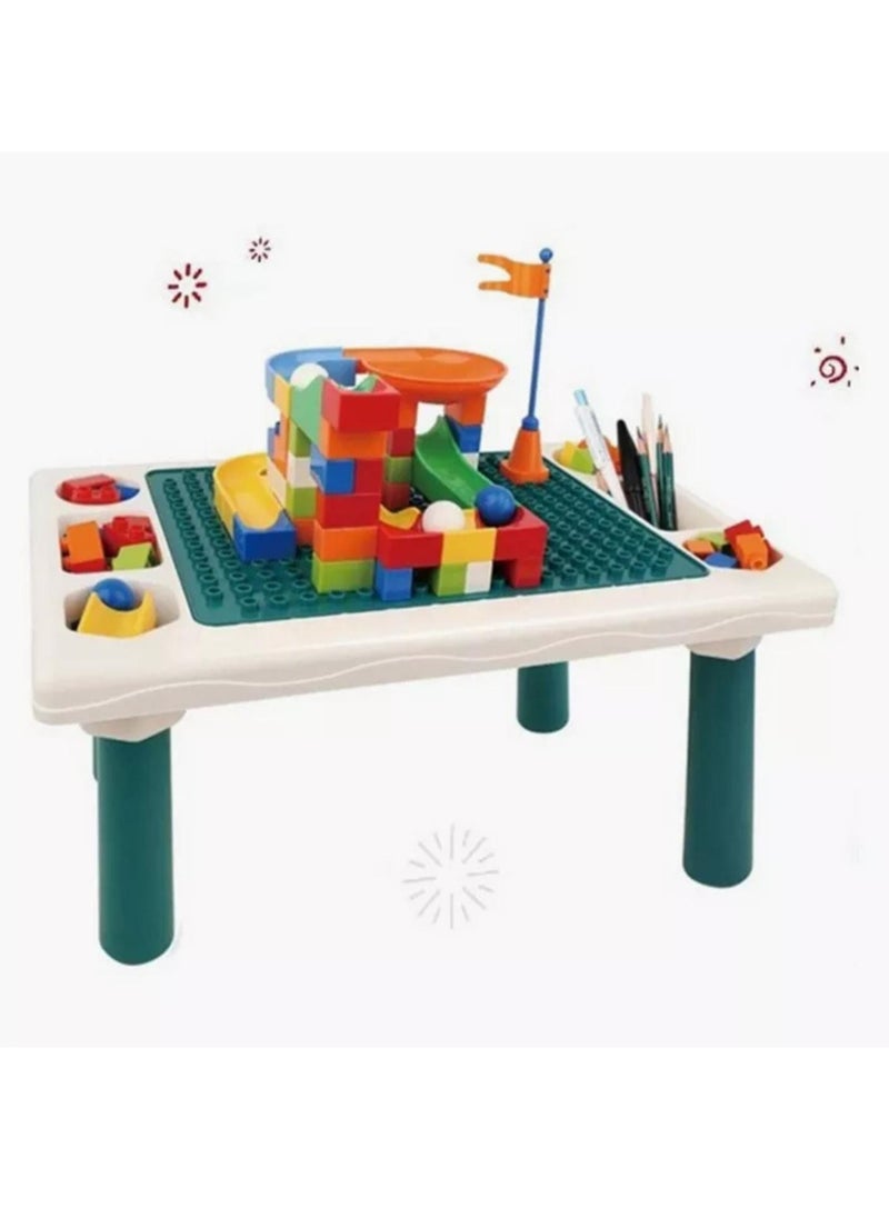 MARAH TOYS Building Blocks Activity Table, Toy Table, 300 LEGO Compatible Bricks, Study Table, Water Play Table, Sand Table, Multi-Purpose Table, Kids Furniture for Boys Girls, Sensory Play, Home Education, 300  - Image 2