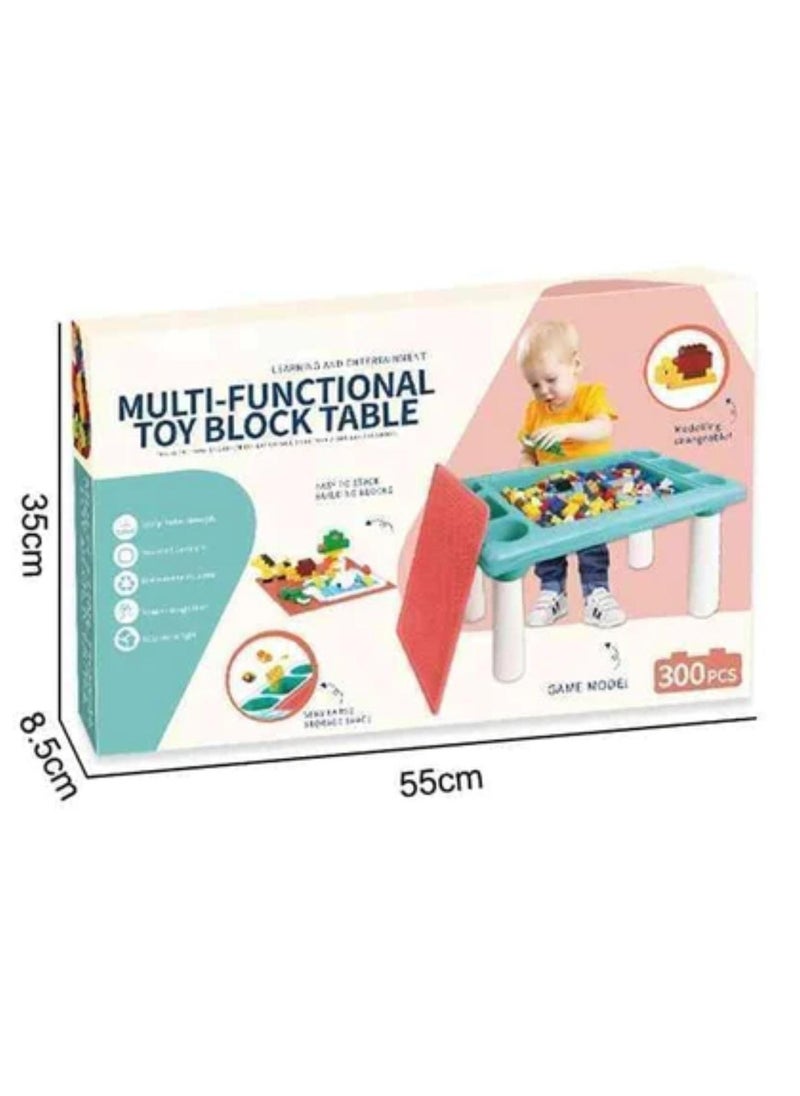 MARAH TOYS Building Blocks Activity Table, Toy Table, 300 LEGO Compatible Bricks, Study Table, Water Play Table, Sand Table, Multi-Purpose Table, Kids Furniture for Boys Girls, Sensory Play, Home Education, 300  - Image 3