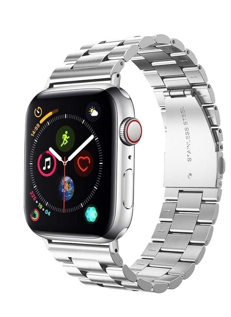 Generic - Watch Strap for Apple Watch 41mm 40mm 38mm, Compatible with iwatch Strap Series 8/7/6/SE/5/4/3/2/1, Stainless Steel Replacement Sport Band Metal Adjustable Wristband Belt - Image 1
