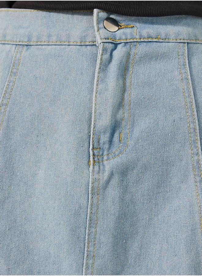 Styli Mid Rise A-Line Midi Denim Skirt  - Image 3