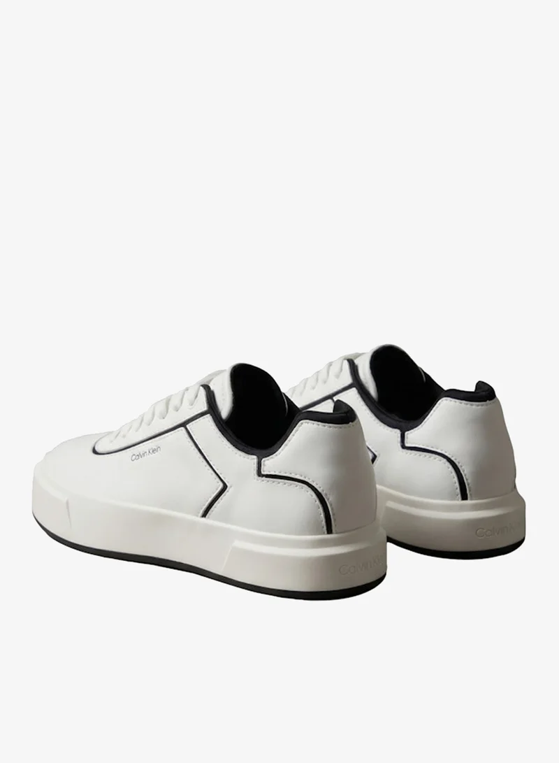 Calvin Klein Bright White/Black Leather Cupsole Trainers for Women | Best Price UAE