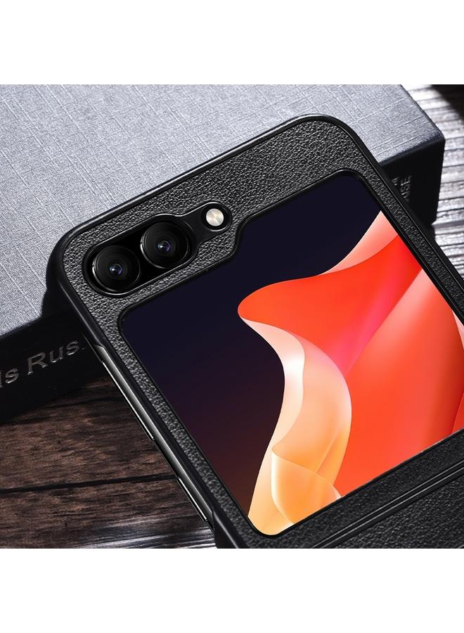 S-TOP Case For Samsung Galaxy Z Flip6 Magsafe Magnetic Ring Leather Texture Phone Case - Image 5