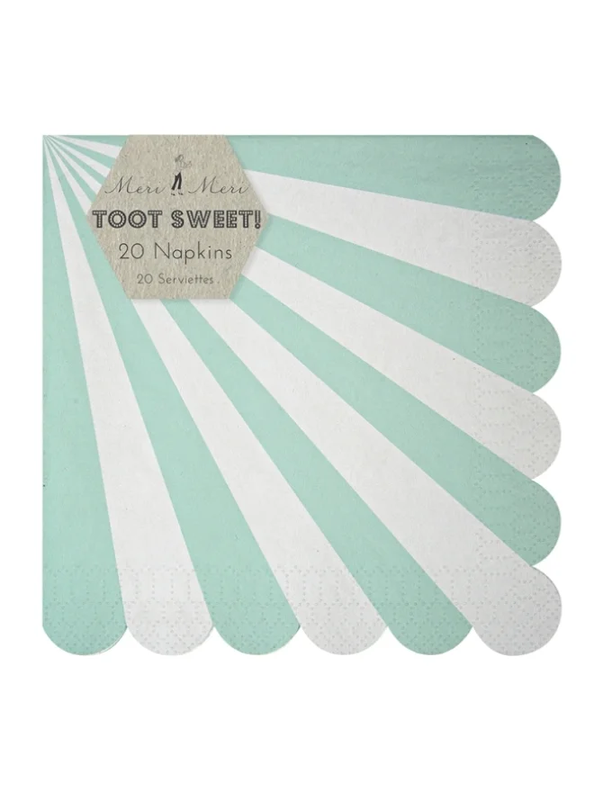 Meri Meri Toot Sweet Aqua Stripe Large Napkin