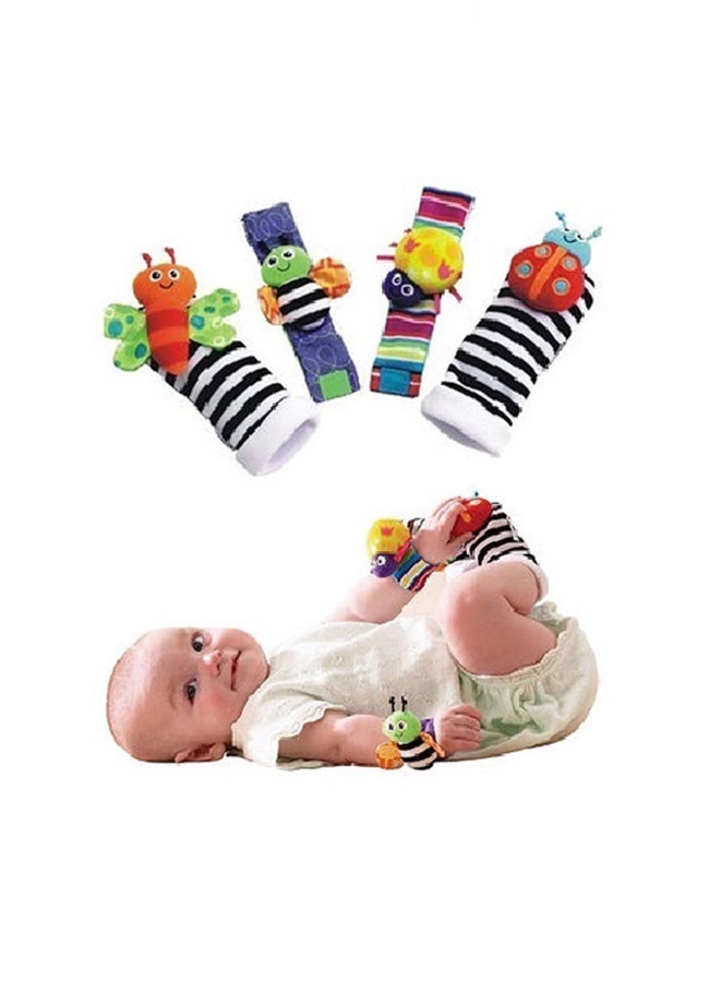 QiaoKai Top-Quality Material 4-Piece Infant Socks And Wrist Rattles Toy Set For Kids - Image 1