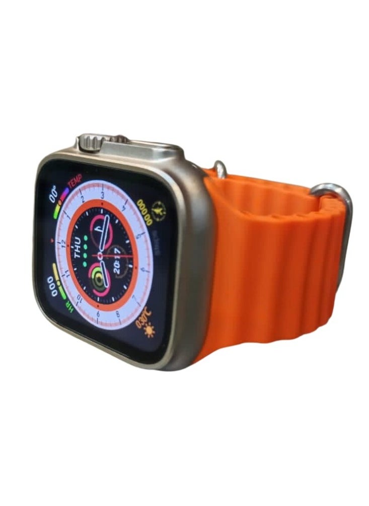 BML - BML BW8 ULTRA-Bluetooth smart watch- 2.08-inch full HD display-orange silicone strap-with wireless charger-supports NFC-voice assistant-full health monitoring-built-in speaker and microphone - Image 1