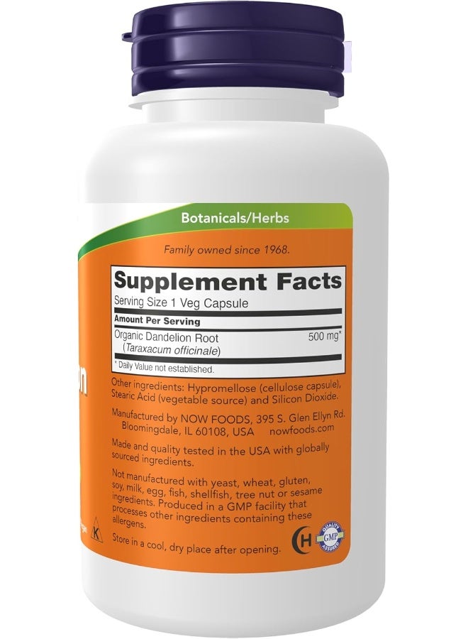 Now Foods Dandelion Root 500 Mg 100 Veg Capsules - Image 2