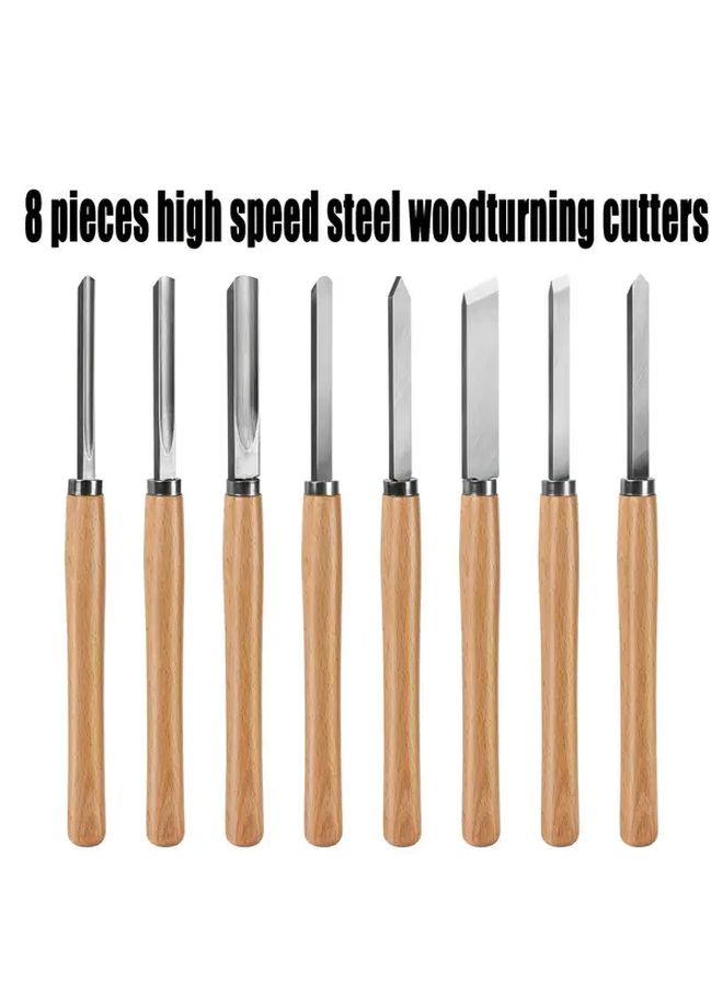 8pcs High Speed Steel Woodturning Cutters Lathe Chisel Set With Skew Spear Point Parting Round Nose And Gouge Tools - Image 1