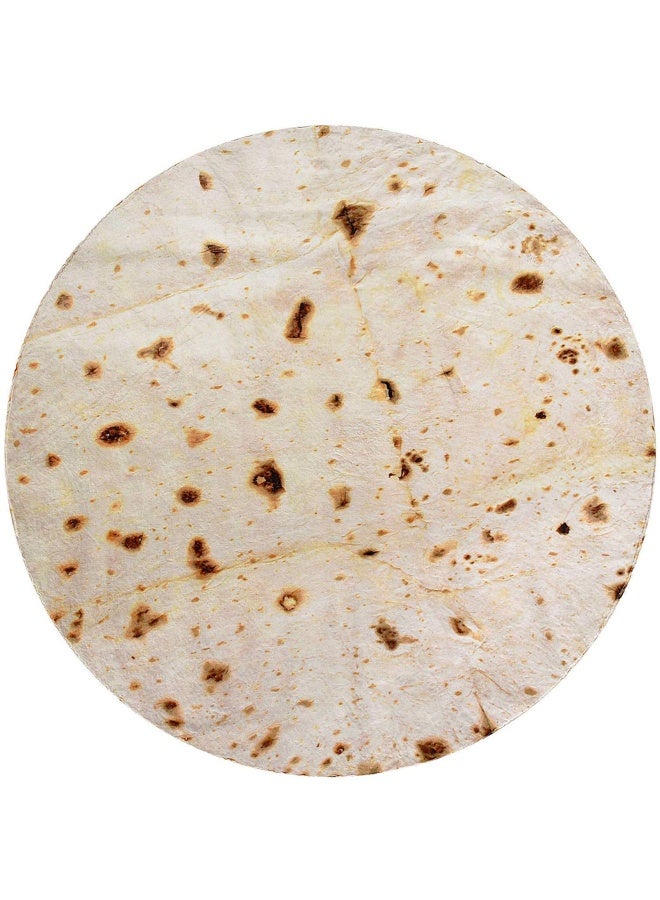 CASOFU Burritos Tortilla Blanket Double Sided Giant Flour Tortilla Throw Blanket Novelty Tortilla Blanket For Your Family 285 Gsm Soft And Comfortable Flannel Taco Blanket. Beige 71 Inches  - Image 1