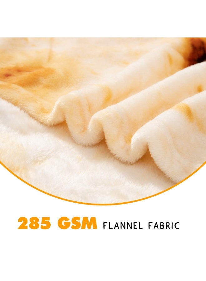 CASOFU Burritos Tortilla Blanket Double Sided Giant Flour Tortilla Throw Blanket Novelty Tortilla Blanket For Your Family 285 Gsm Soft And Comfortable Flannel Taco Blanket. Beige 71 Inches  - Image 2