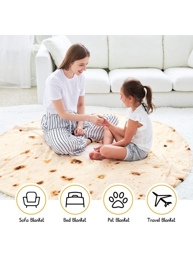 CASOFU Burritos Tortilla Blanket Double Sided Giant Flour Tortilla Throw Blanket Novelty Tortilla Blanket For Your Family 285 Gsm Soft And Comfortable Flannel Taco Blanket. Beige 71 Inches  - Image 5