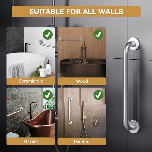 AmazerBath Grab Bars for Bathtubs and Showers Anti Slip, 24" L x 1.25" D, Handicap Grab bar Stainless Steel, Shower Grab Bars for Seniors, Bathtub Handle Grab Bars for Bathroom Holds 500LBS - Image 5
