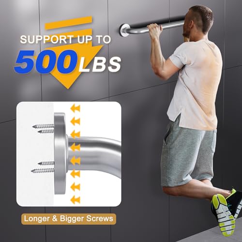 AmazerBath Grab Bars for Bathtubs and Showers Anti Slip, 24" L x 1.25" D, Handicap Grab bar Stainless Steel, Shower Grab Bars for Seniors, Bathtub Handle Grab Bars for Bathroom Holds 500LBS - Image 3