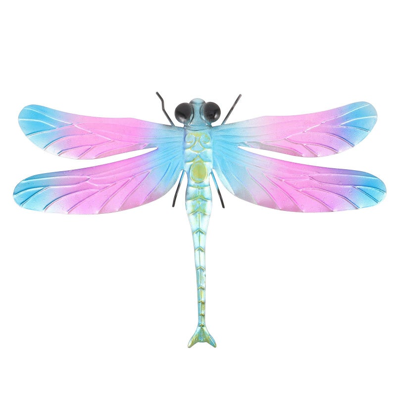 Blue Metal Dragonfly Wall Art Outdoor Garden Yard Hanging Decor Sculpture - Image 2
