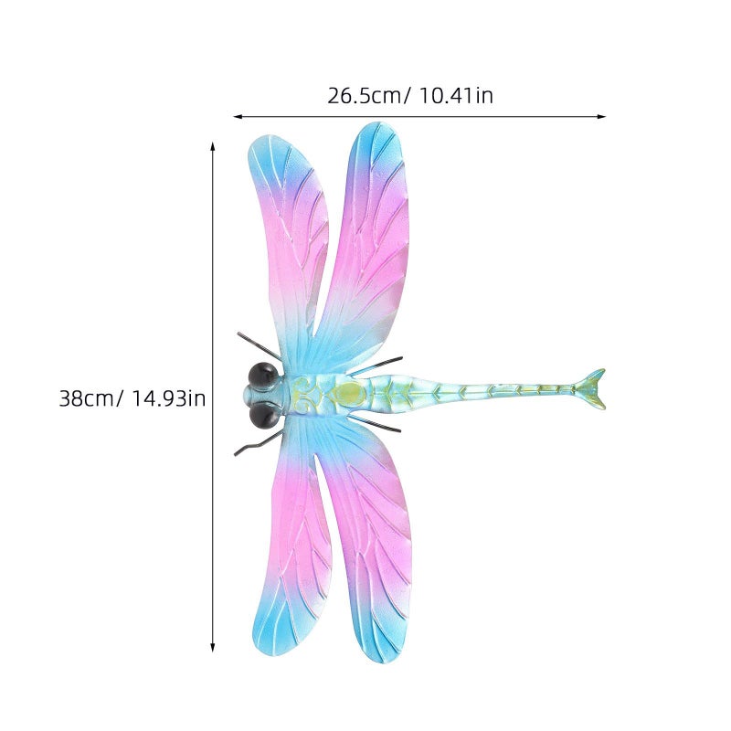 Blue Metal Dragonfly Wall Art Outdoor Garden Yard Hanging Decor Sculpture - Image 5