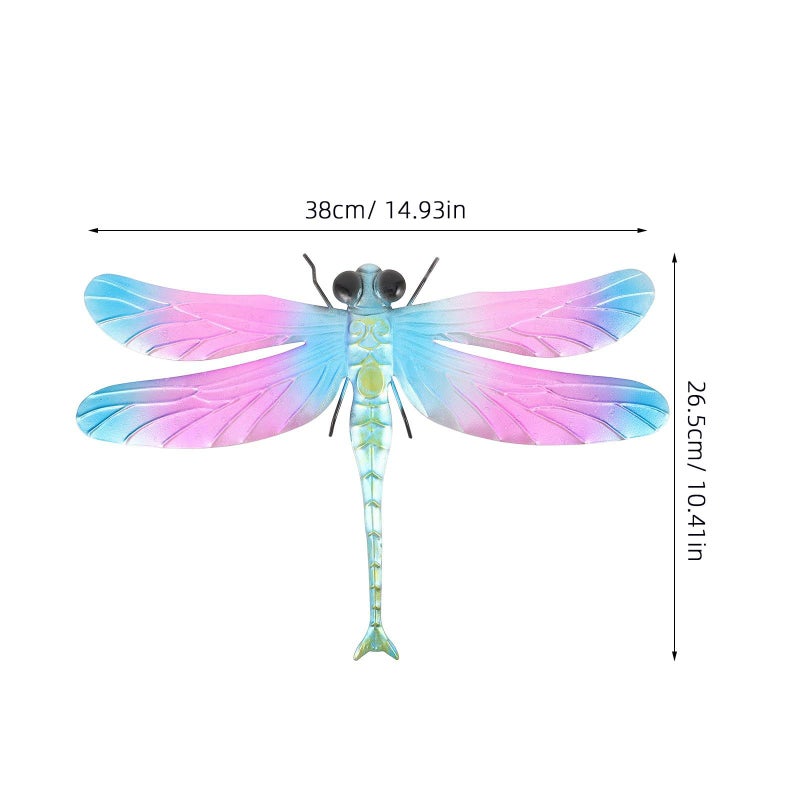 Blue Metal Dragonfly Wall Art Outdoor Garden Yard Hanging Decor Sculpture - Image 3