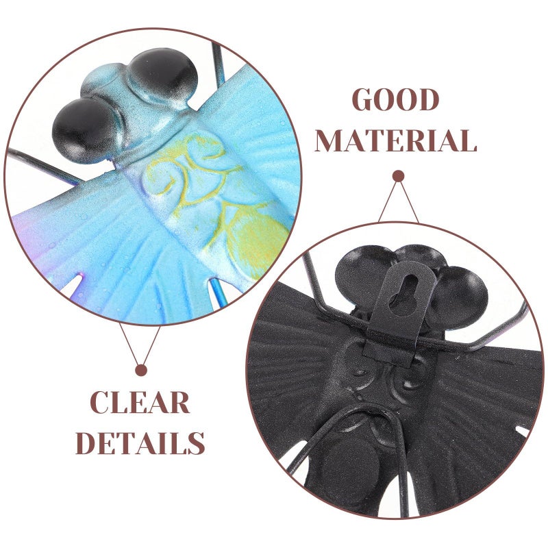 Blue Metal Dragonfly Wall Art Outdoor Garden Yard Hanging Decor Sculpture - Image 4