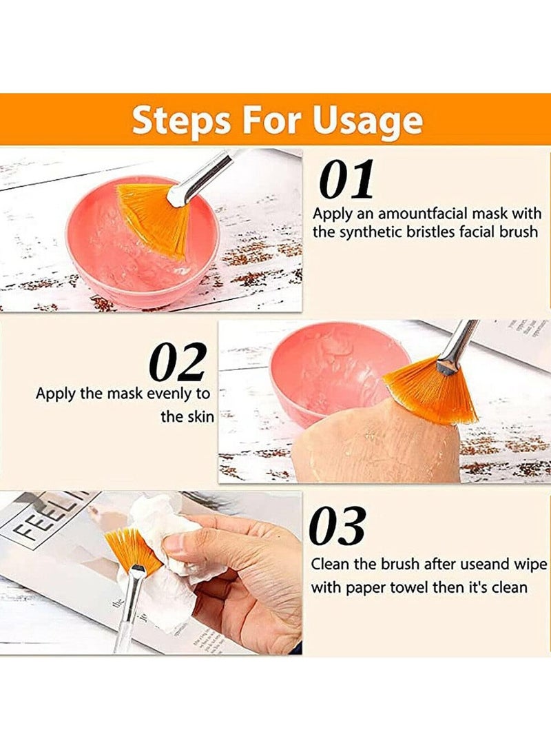 2X Women Facial Brushes Fan Mask Brush Soft Brushes Cosmetic Makeup Tools AU (Yellow) - Image 4