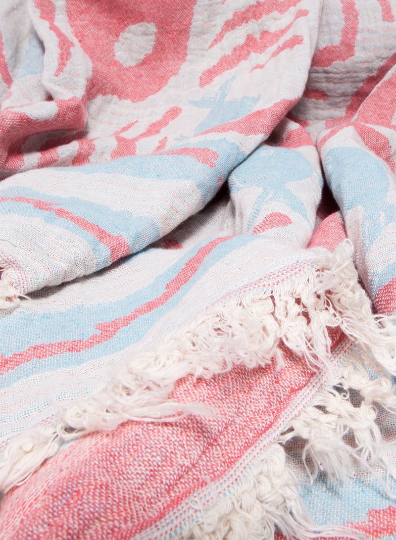 Anemoss Turkish Peshtemal Bath Towel, Large Size 100x180cm, Aquarium Pattern Design, 100% Cotton Soft & Quick Dry Material, Versatile Use for Beach, Pool and Bath, Peshtemal Bath Towel - Image 4