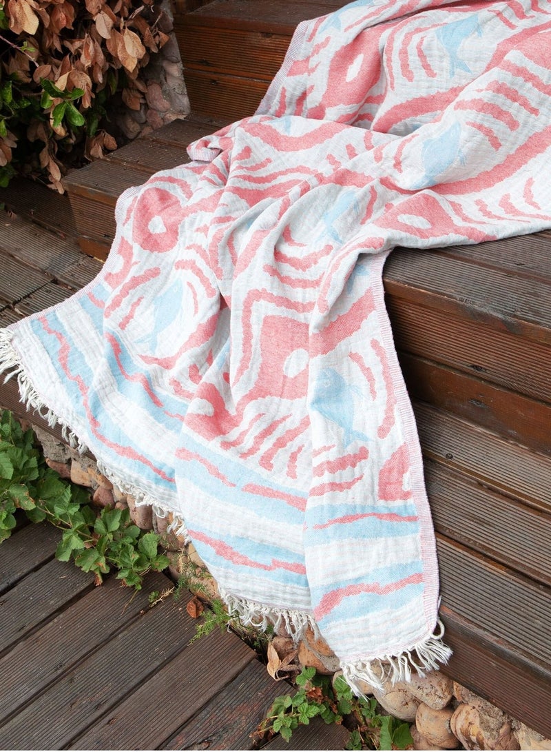 Anemoss Turkish Peshtemal Bath Towel, Large Size 100x180cm, Aquarium Pattern Design, 100% Cotton Soft & Quick Dry Material, Versatile Use for Beach, Pool and Bath, Peshtemal Bath Towel - Image 5