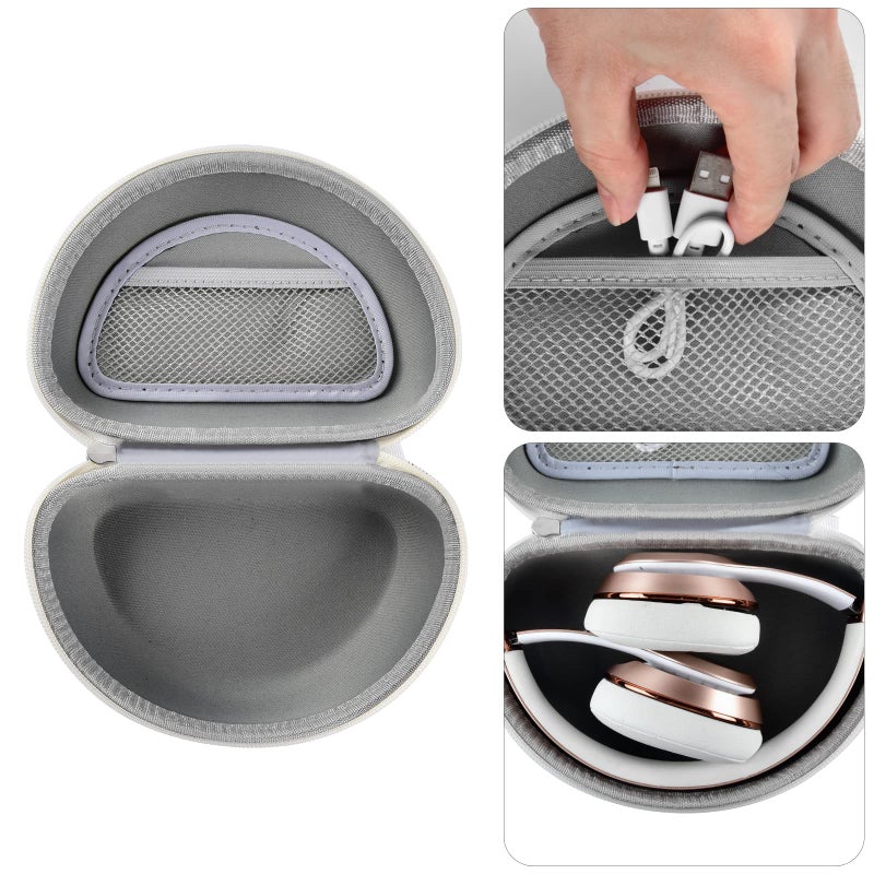 Comecase Headphone Case Compatible with Beats Solo 4/ Studio Pro x Kim Kardashian/ Solo3/ Studio3/ Solo2/ Solo Pro Bluetooth On-Ear Headphones Headset - White - Image 4