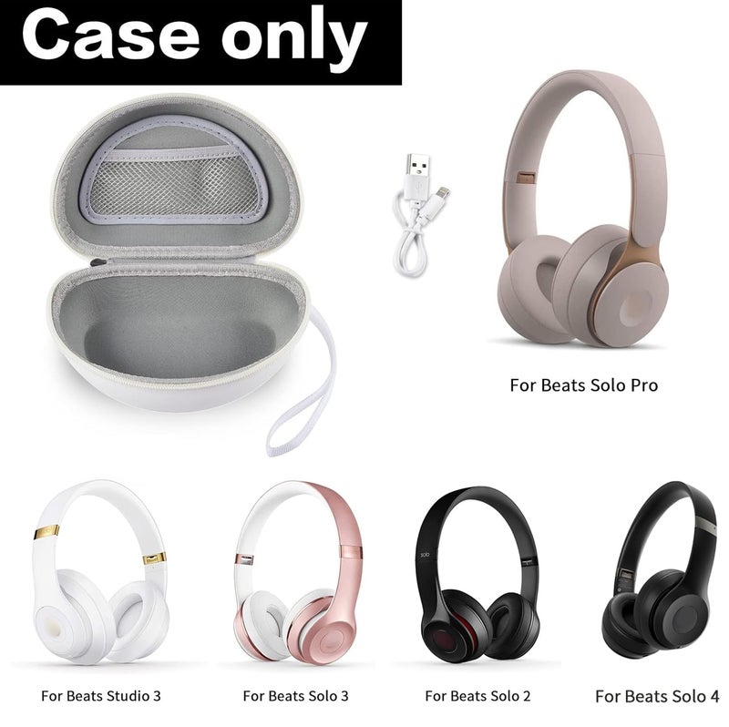 Comecase Headphone Case Compatible with Beats Solo 4/ Studio Pro x Kim Kardashian/ Solo3/ Studio3/ Solo2/ Solo Pro Bluetooth On-Ear Headphones Headset - White - Image 2