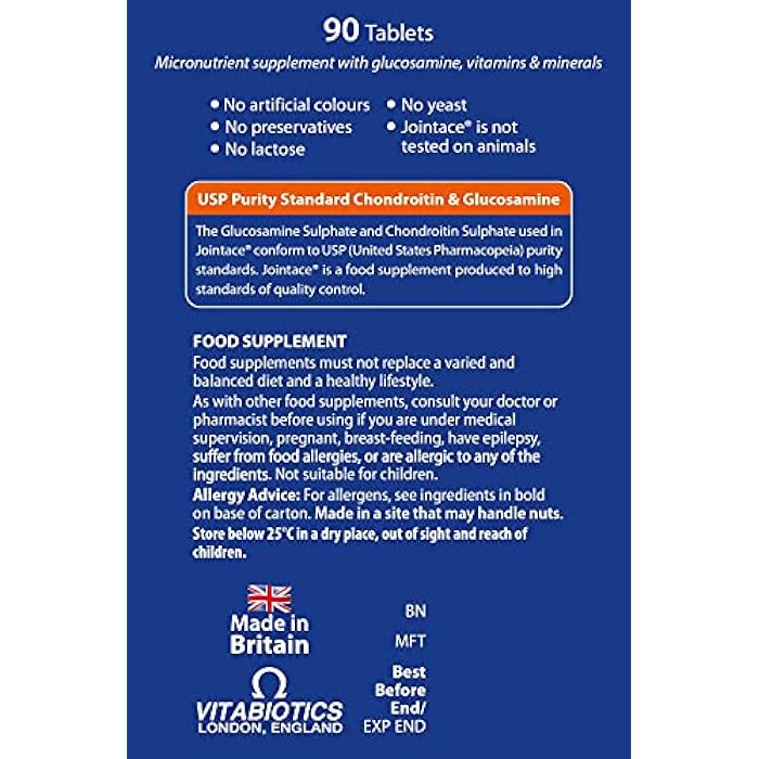 JOINTACE Vitabiotics Jointace Glucosamine and Chondroitin 90 Tablets - Image 4