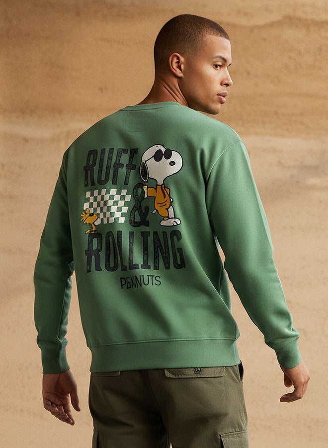 SP Characters Men Regular Fit Snoopy Print Sweatshirt - Image 3