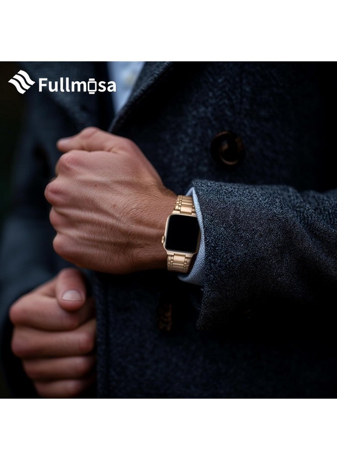 Fullmosa Fullmosa Metal Bands Compatible Apple Watch Strap 45mm 44mm 42mm, Steel Apple Watch Band with Case for iWatch Series Ultra 9 8 7 6 5 4 3 2 1 SE,42mm 44mm 45mm,Rose Gold [Watch NOT Included]  - Image 2