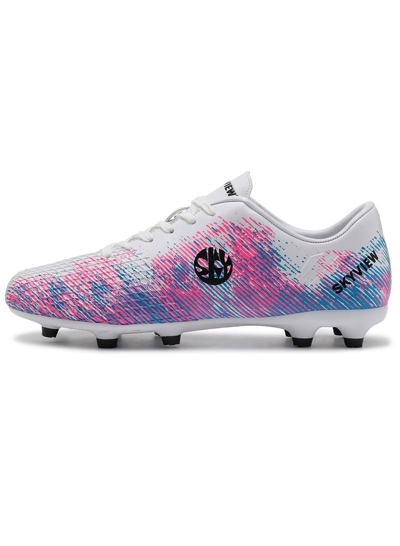 Sky View SKY VIEW Soccer Cleats for Mens Womens Turf Soccer Shoes Indoor Unisex Football Boots AG FG Wide Training Sneaker Outdoor White Pink - Image 2